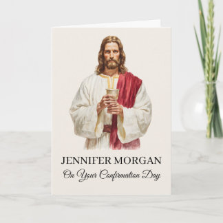 Elegant Confirmation Card Jesus Holding Eucharist