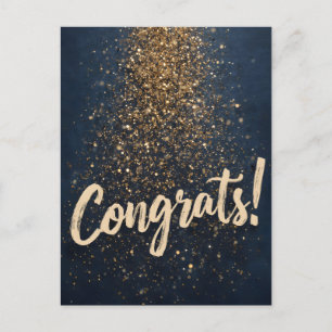 Elegant "Congrats!" Greeting with Golden Confetti Holiday Postcard