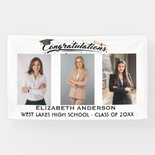 Elegant Congratulations Graduation Script 3 Photo Banner