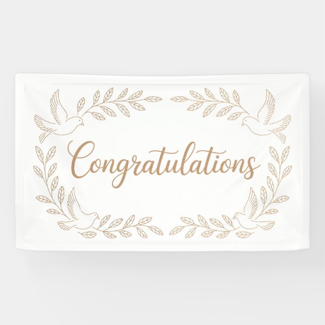 Elegant "Congratulations" Greeting with Doves  Banner (Horizontal)