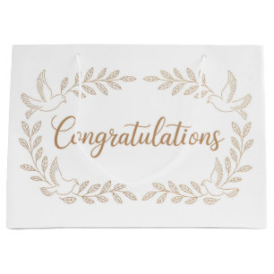 Elegant "Congratulations" Greeting with Doves  Large Gift Bag