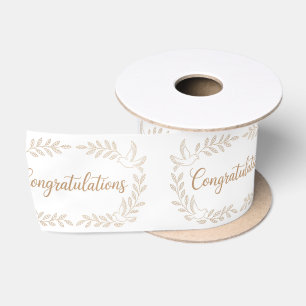 Elegant "Congratulations" Greeting with Doves  Satin Ribbon