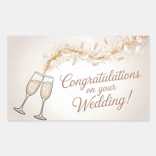 Elegant "Congratulations on Your Wedding"  Rectangular Sticker (Front)