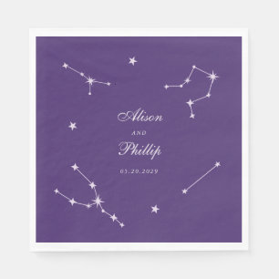 Elegant Constellation Purple Celestial Wedding Napkin