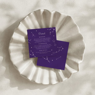 Elegant Constellation Purple Wedding Details Enclosure Card