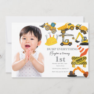 Elegant Construction 1st boy Birthday Invitation