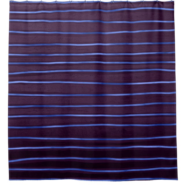Elegant Contemporary Blue and Purple Tones Stripes Shower Curtain (Front)