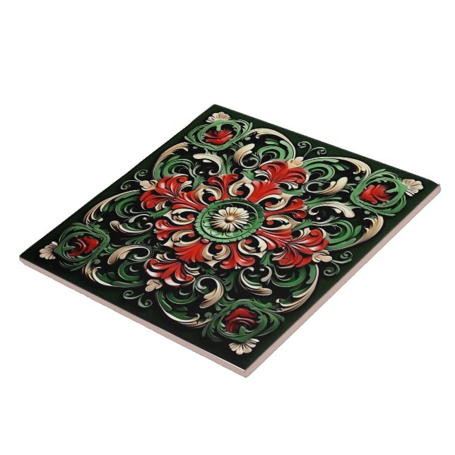Elegant Contemporary Colourful Modern Ornate Tile (Side)
