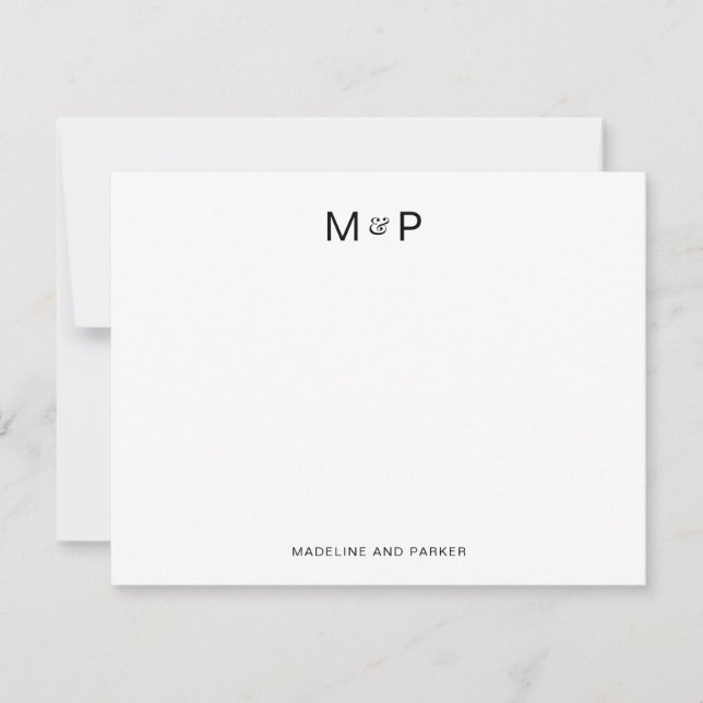 Elegant Contemporary Couple Monogram Card (Front)