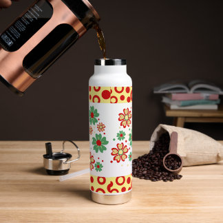 Elegant Contemporary Floral Pattern Water Bottle