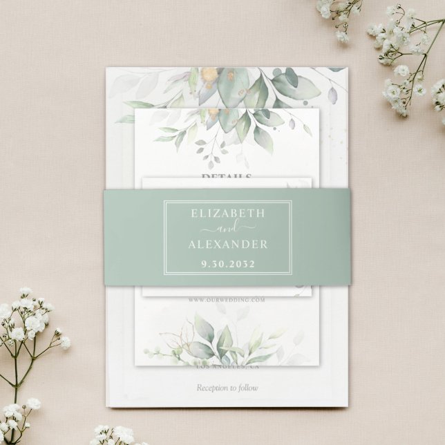 Elegant contemporary minimalist wedding invitation belly band (Creator Uploaded)