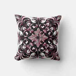 Elegant Contemporary Modern Ornate Burgundy Cushion