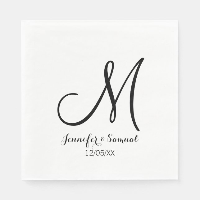 Elegant & Contemporary Monogram & Date Napkin (Front)
