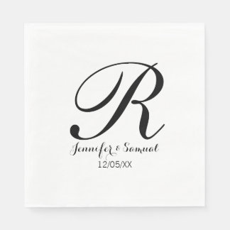 Elegant & Contemporary Monogram & Date Napkin