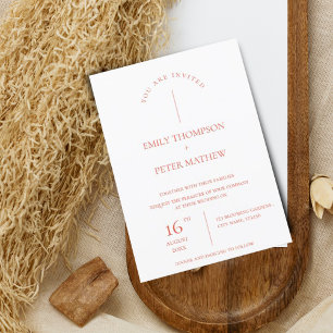 Elegant Contemporary Terracotta Minimalist Wedding Invitation