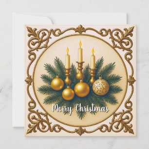 Elegant Contemporary Trendy Greenery Christmas Holiday Card