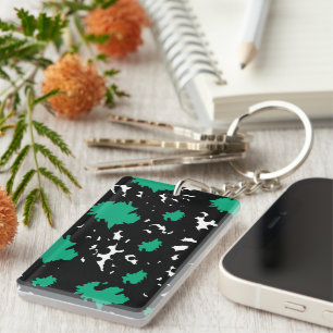 Elegant Contrast – Green & Black Abstract  Key Ring
