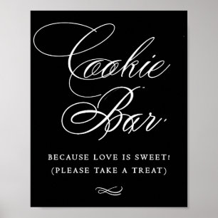 Elegant Cookie Bar White Calligraphy Chic Table Poster