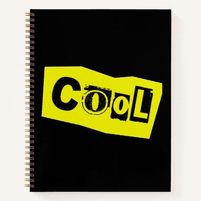 Elegant "Cool" Hardcover Notebook Wide Ruled, Gold (Front)