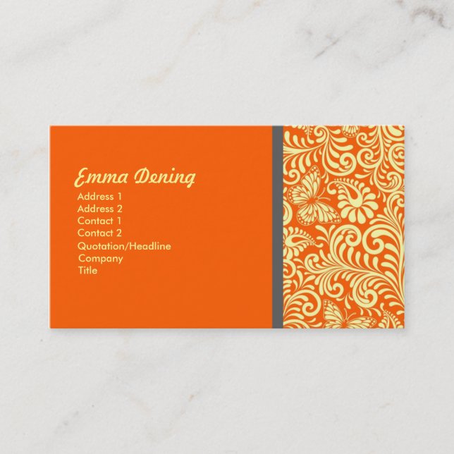 Elegant Cool Orange Business Card (Front)