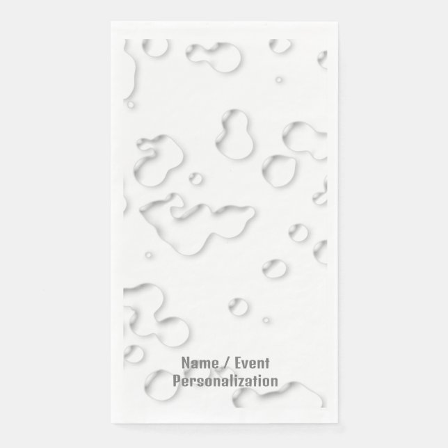 Elegant Cool Personalised White Grey Rain Drops Napkin (Front)