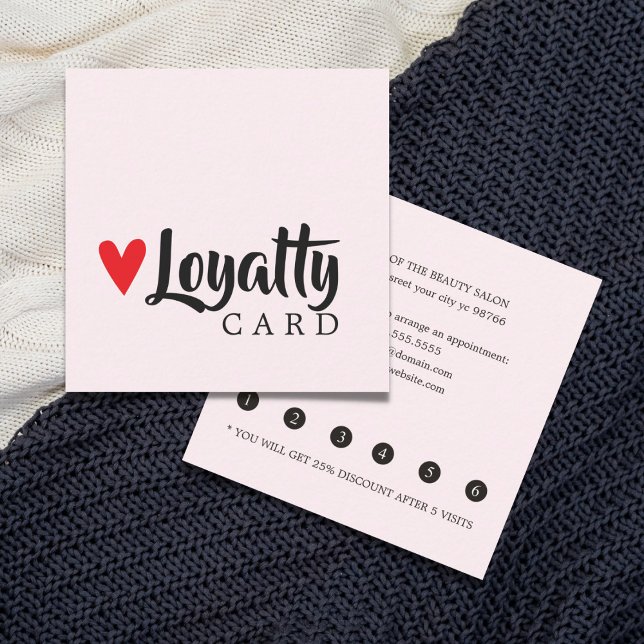 Elegant Cool Red Heart Beauty Salon Loyalty Card (Creator Uploaded)