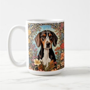 Elegant Coonhound Colorful Floral Coffee Mug