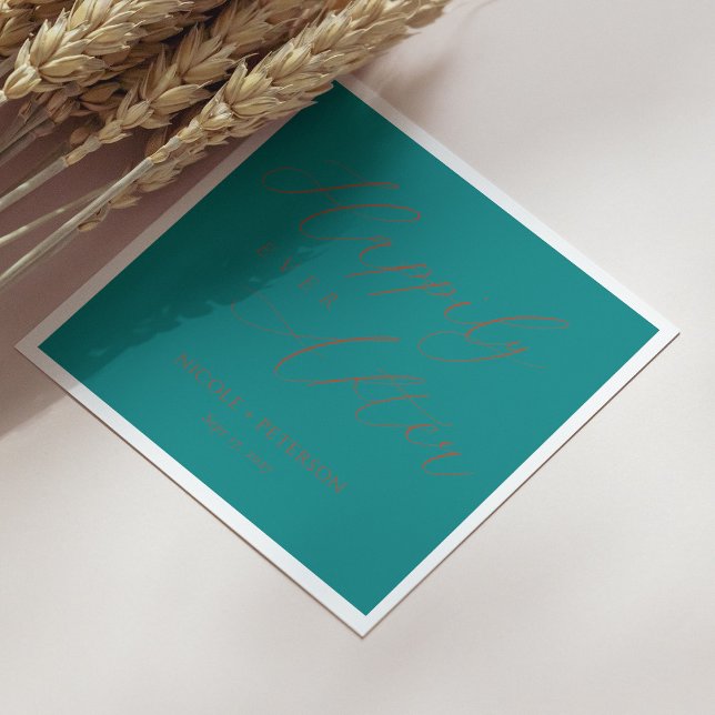 Elegant Cooper Script Teal Wedding Napkins (Personalized Elegant Cooper Script Teal Wedding Napkins)