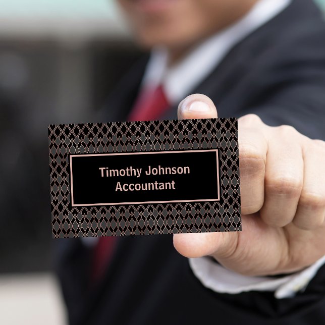 Elegant Copper and Black Pattern Accountant Business Card (Creator Uploaded)