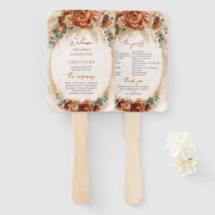 Elegant Copper and burgundy flowers sage program Hand Fan