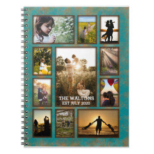 Elegant Copper And Teal Frame Family Photo Collage Notebook