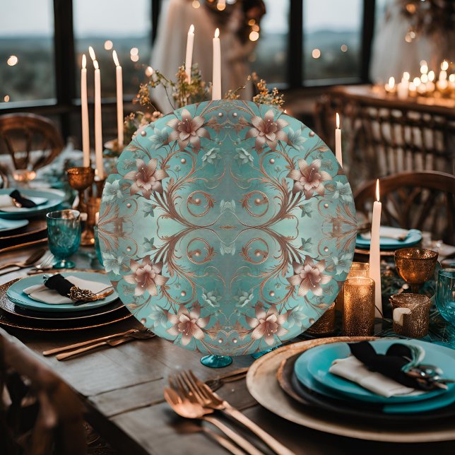 Elegant Copper and Turquoise Paper Plate (Creator Uploaded)