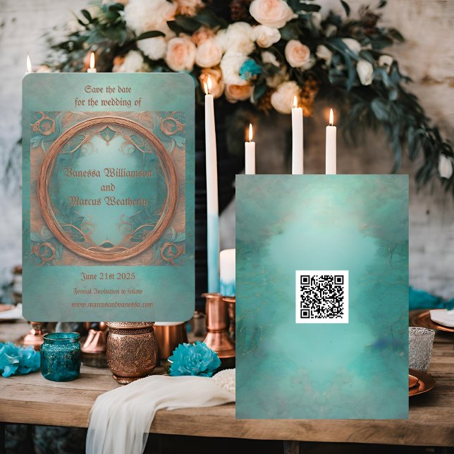 Elegant Copper and Turquoise Save The Date (Creator Uploaded)