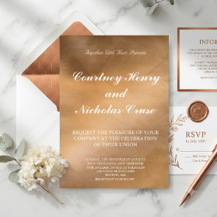 Elegant Copper And White Wedding Invitations