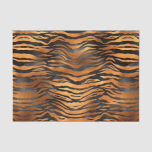 Elegant Copper Black Tiger Animal Print Tissue Paper