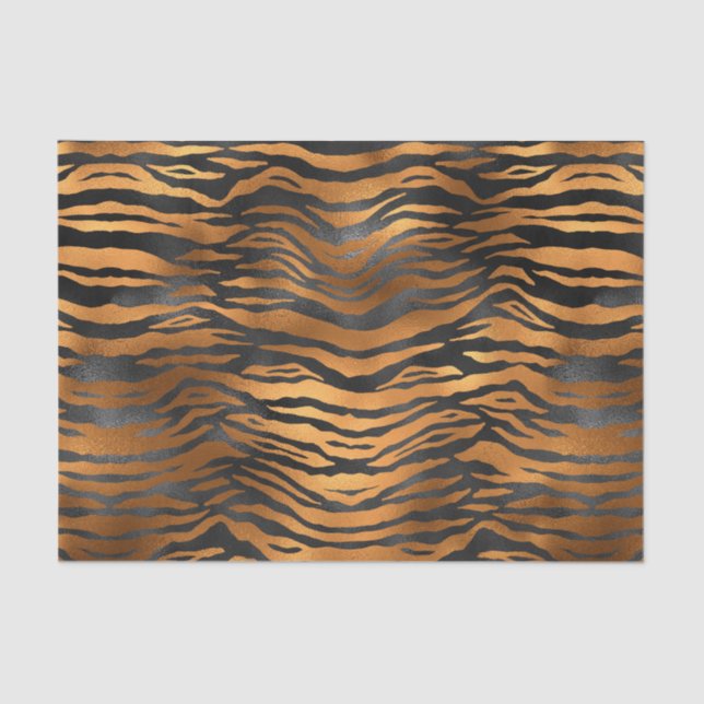 Elegant Copper Black Tiger Animal Print Tissue Paper (Front)