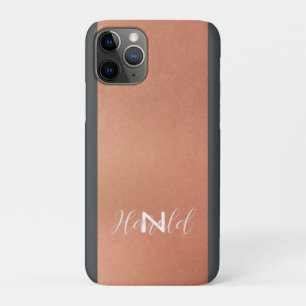Elegant Copper Brushed Metal Monogram Name Case-Mate iPhone Case