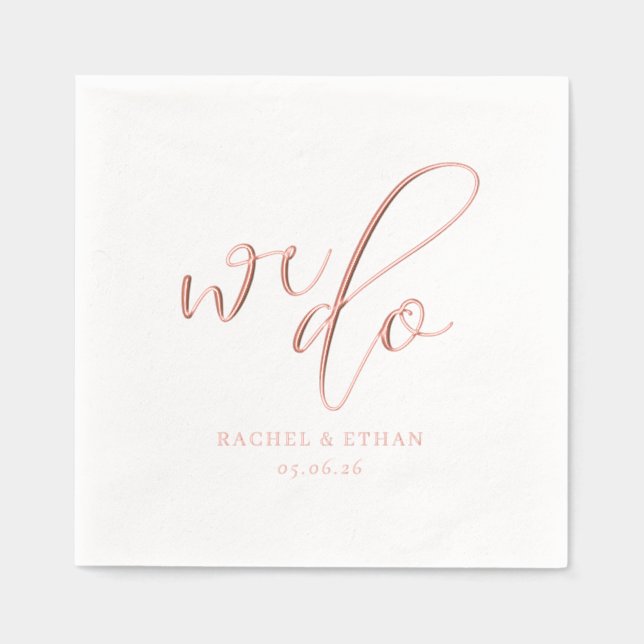 Elegant Copper Calligraphy Foil Napkins (Front)