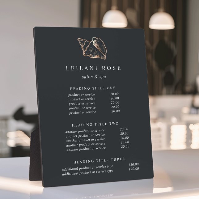 Elegant Copper Conch Shell Pricing/Services Plaque (Creator Uploaded)