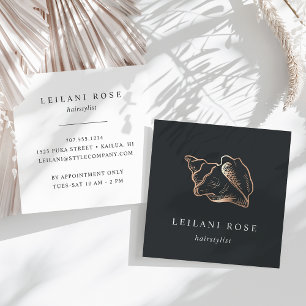 Elegant Copper Conch Shell Square Business Card