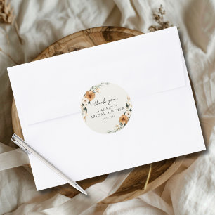 Elegant Copper & Earthy Beige Bridal Shower Classic Round Sticker