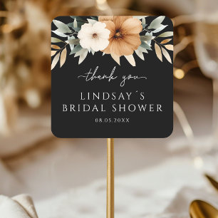Elegant Copper & Earthy Black Bridal Shower Square Sticker