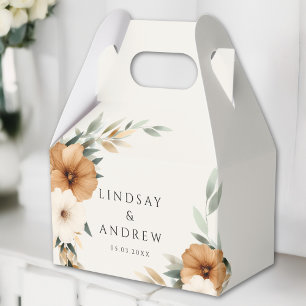 Elegant Copper Earthy Botanical Beige Wedding Favour Box