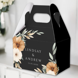 Elegant Copper Earthy Botanical Black Wedding Favour Box