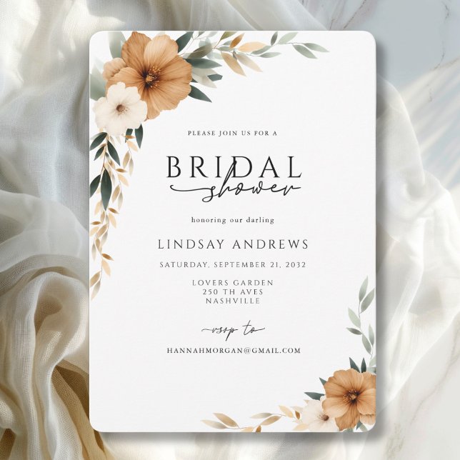 Elegant Copper & Earthy Botanical Bridal Shower Invitation (Elegant Copper & Earthy Botanical Bridal Shower Invitation)