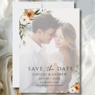 Elegant Copper Earthy Botanical Photo Save The Date