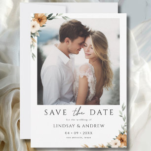 Elegant Copper Earthy Botanical Photo Save The Date