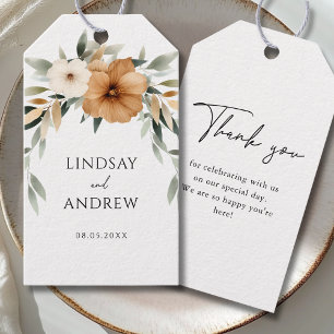 Elegant Copper & Earthy Botanical Wedding Gift Tags