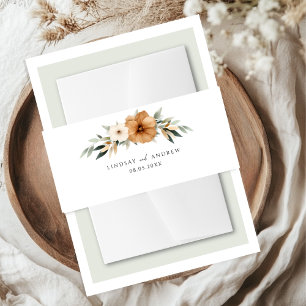 Elegant Copper & Earthy Botanical Wedding Invitation Belly Band
