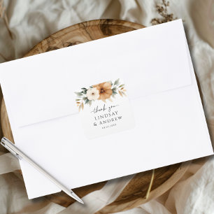 Elegant Copper & Earthy White Wedding Square Sticker